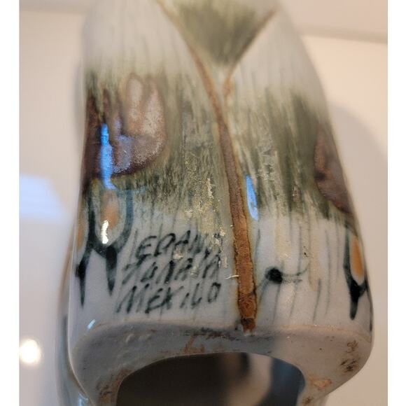 Cat Figurine Tonala Mexican Pottery Grayish Green Signed Whimsical Home Decor - Picture 10 of 12